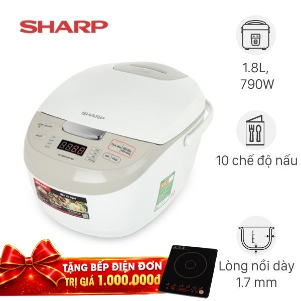 Nồi cơm điện tử Sharp 1.8 lít KS-COM191EV-WH