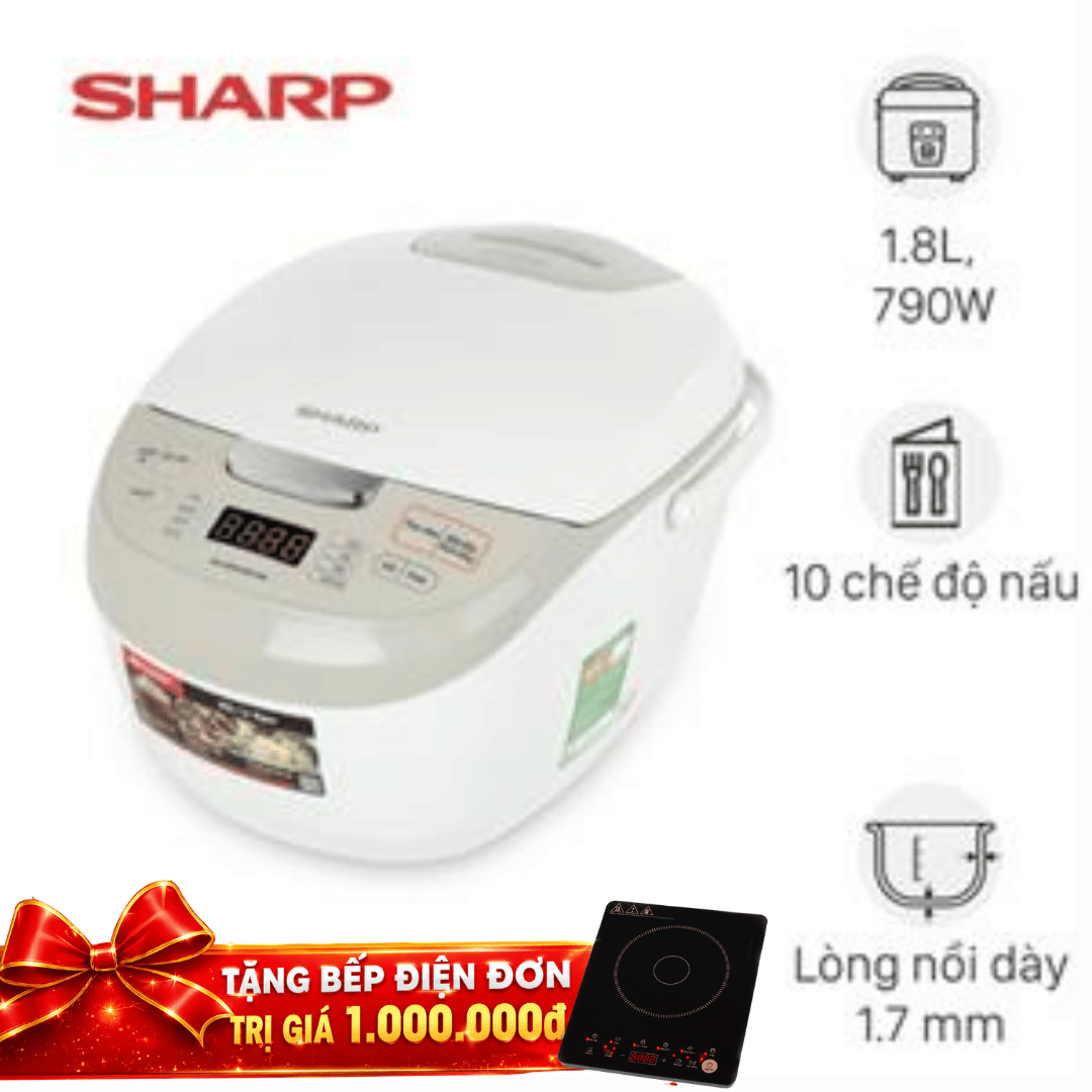 Nồi cơm điện tử Sharp 1.8 lít KS-COM191EV-WH
