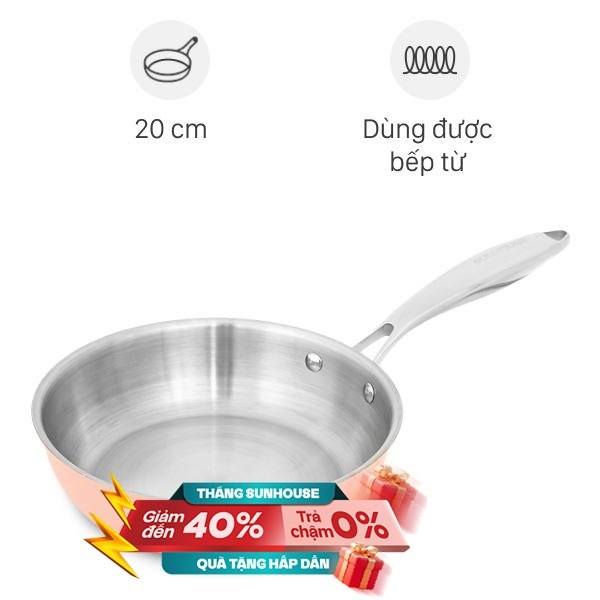 Chảo inox đáy từ Sunhouse IN20M6P
