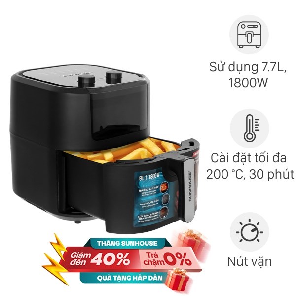 Nồi chiên không dầu Sunhouse 9 lít SHD4037