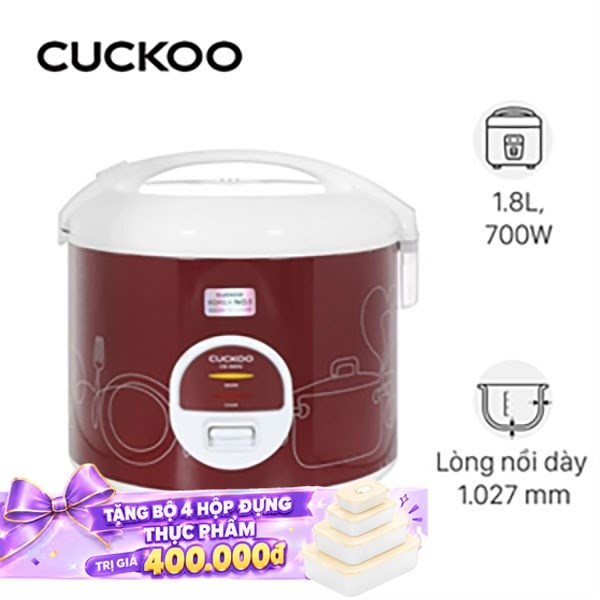 Nồi cơm nắp gài Cuckoo 1.8 lít CR-1001V/RDWHCRVNCV