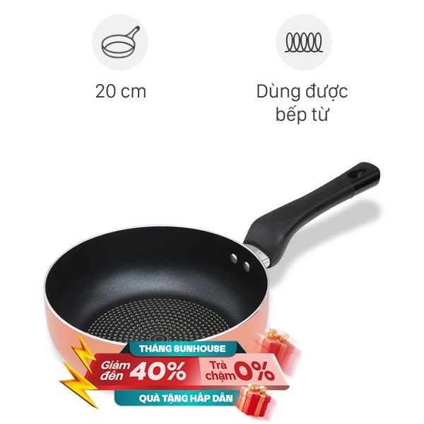 Chảo nhôm sâu chống dính đáy từ Sunhouse SHS20MPT
