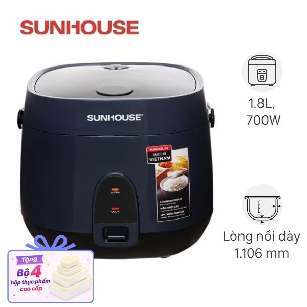 Nồi cơm nắp gài Sunhouse 1.8 lít SHD8611N
