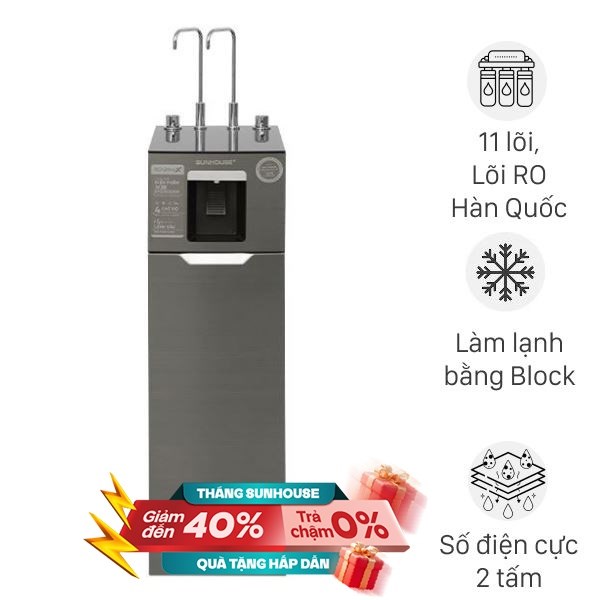 Máy lọc nước RO nóng nguội lạnh Hydrogen Sunhouse UltraX SHA76658SH 11 lõi