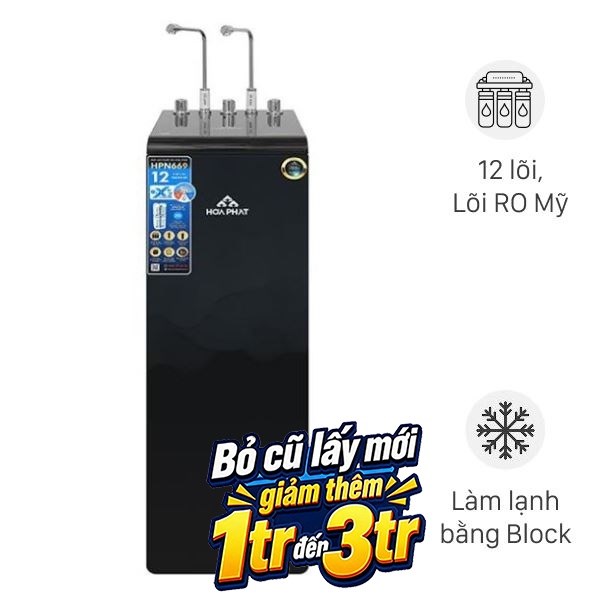 Máy lọc nước RO nóng nguội lạnh Hydrogen Hòa Phát HPN669 12 lõi