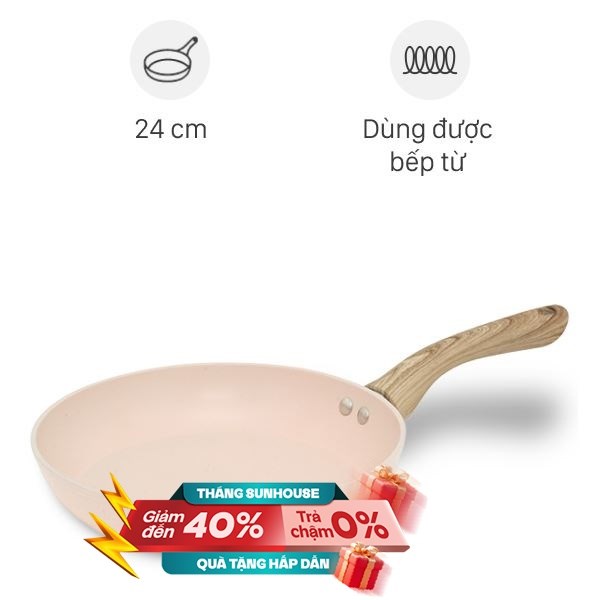 Chảo nhôm chống dính vân đá đáy từ Sunhouse Trendy SFP24P