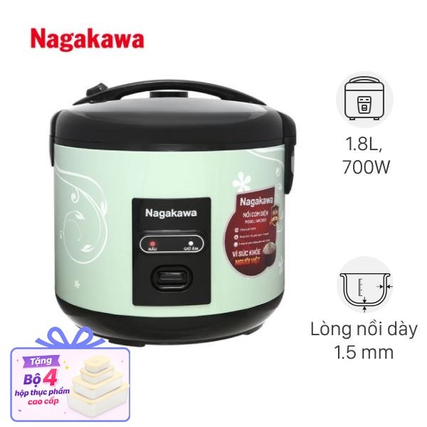 Nồi cơm nắp gài Nagakawa 1.8 lít NRC3823