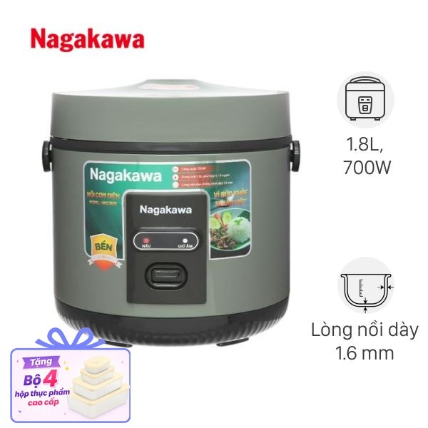 Nồi cơm nắp gài Nagakawa 1.8 lít NRC3836
