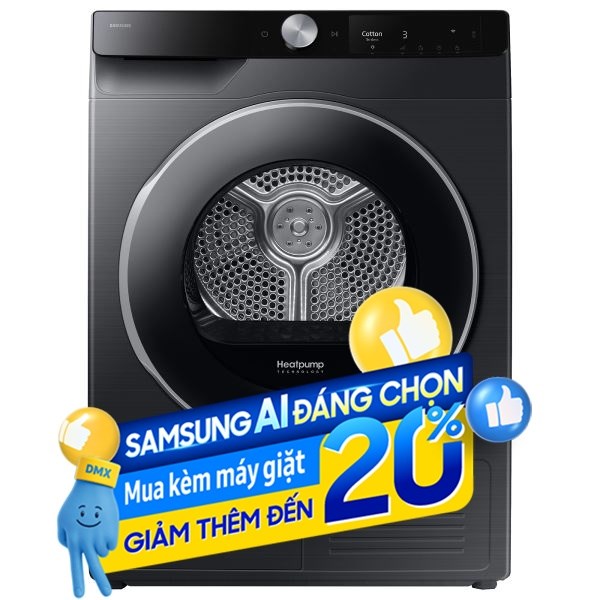 Máy sấy bơm nhiệt Samsung 9 Kg DV90T6240LB/SV