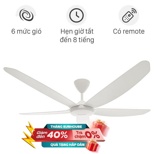 Quạt trần Sunhouse 5 cánh APF7668W 60W