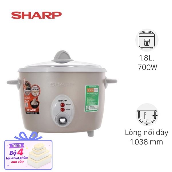 Nồi cơm nắp rời Sharp 1.8 lít KSH-F188V-GB