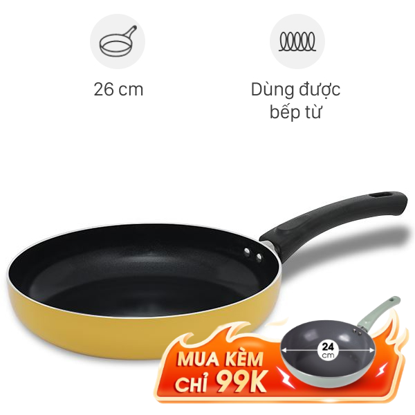Chảo nhôm chống dính đáy từ Elmich Smartcook SM5962LY26
