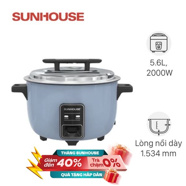 Nồi cơm nắp rời Sunhouse 5.6 lít SHD8156