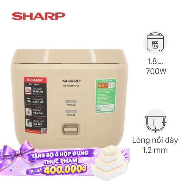 Nồi cơm nắp gài Sharp 1.8 lít KS-PR18ETV-VA