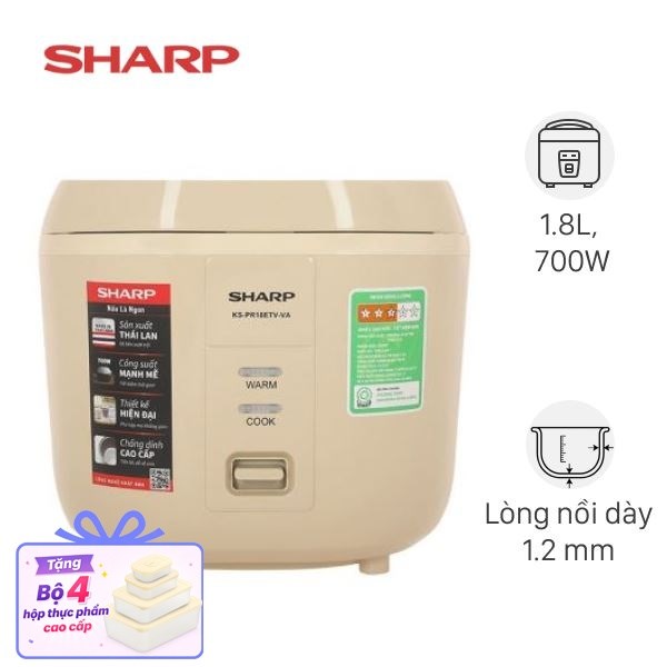 Nồi cơm nắp gài Sharp 1.8 lít KS-PR18ETV-VA