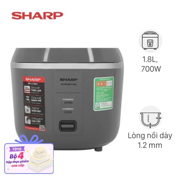 Nồi cơm nắp gài Sharp 1.8 lít KS-PR19ETV-GR