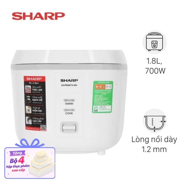 Nồi cơm nắp gài Sharp 1.8 lít KS-PR20ETV-WH