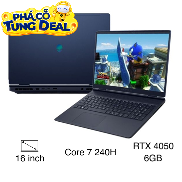 Laptop Dell Gaming Alienware 16 Aurora AC16250 - C7H161W11II4050 (Core 7 240H, 16GB, 1TB, RTX 4050 6GB, WQXGA 120Hz, OfficeH24+365, Win11)