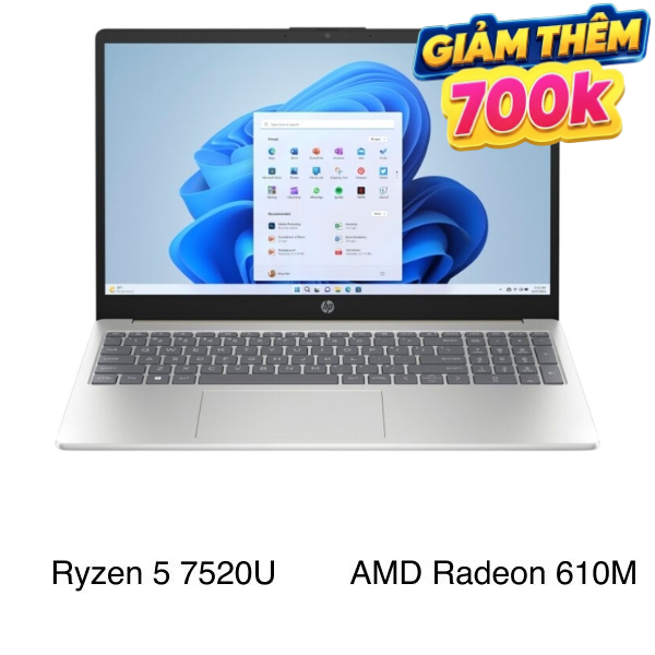 Laptop HP 15 fc0023AU - D0BH1PA (R5 7520U, 16GB, 512GB, Full HD, Win11)