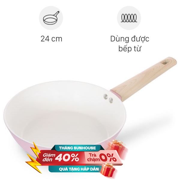 Chảo nhôm chống dính đáy từ Sunhouse Healthy SHG24MP