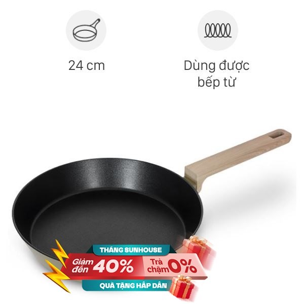 Chảo nhôm chống dính đáy từ Sunhouse Titanium Plasma ST24P