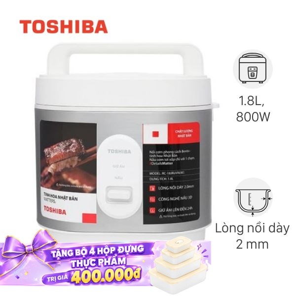 Nồi cơm nắp gài Toshiba 1.8 lít RC-18JRUVN(W)