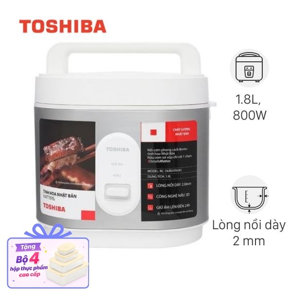 Nồi cơm nắp gài Toshiba 1.8 lít RC-18JRUVN(W)