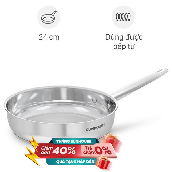Chảo inox đáy từ Sunhouse Healthy IN24M9