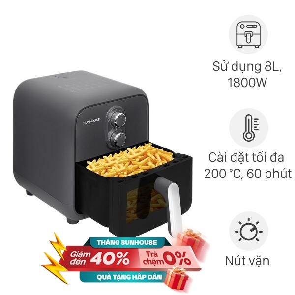 Nồi chiên không dầu Sunhouse 8 lít SHD4033