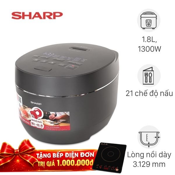 Nồi cơm áp suất cao tần Sharp 1.8 lít KS-XW181V-S