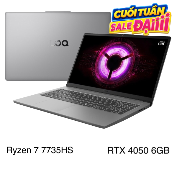 Laptop Lenovo Gaming LOQ 15ARP10E - 83S0004FVN (R7 7735HS, 16GB, 512GB, RTX 4050 6GB, Full HD 144Hz,