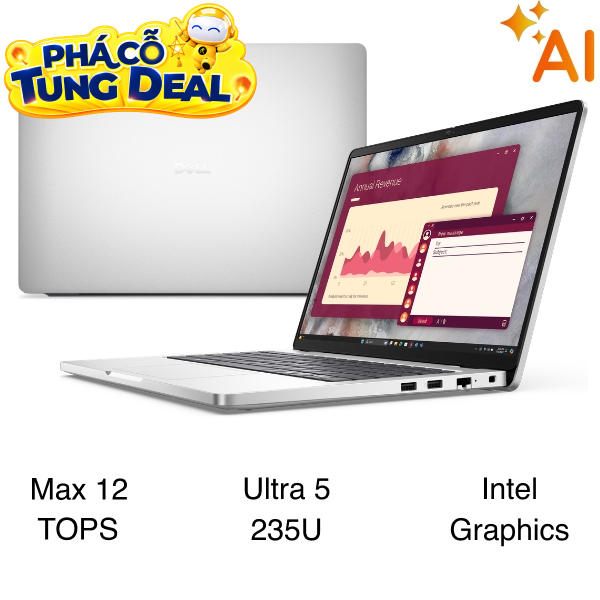 Laptop Dell Pro 14 PC14250 - PC14250-235U-16512WP-2Y (Ultra 5 235U, 16GB, 512GB, Full HD+, Win11Pro)