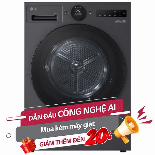 Máy sấy bơm nhiệt LG 12 Kg RX12VHP3K