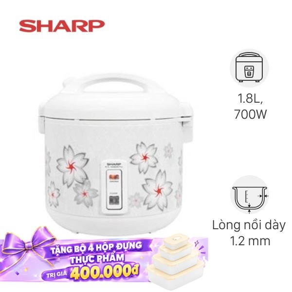 Nồi cơm nắp gài Sharp 1.8 lít KS-N182ETV