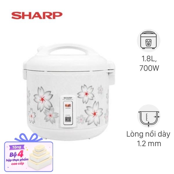 Nồi cơm nắp gài Sharp 1.8 lít KS-N182ETV