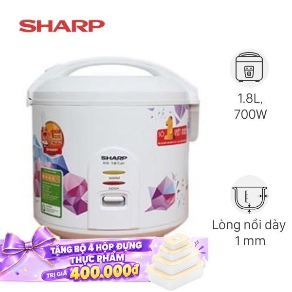 Nồi cơm nắp gài Sharp 1.8 lít KS-18TJV