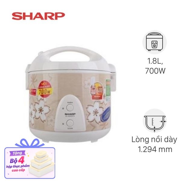 Nồi cơm nắp gài Sharp 1.8 lít KS-N191ETV
