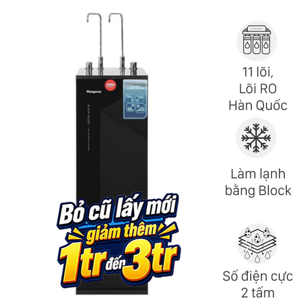 Máy lọc nước RO nóng nguội lạnh Hydrogen ion kiềm Kangaroo KGHC11A4 11 lõi