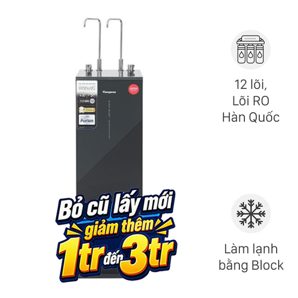Máy lọc nước RO nóng nguội lạnh Hydrogen Kangaroo KG12S3H3 12 lõi