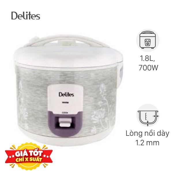 Nồi cơm nắp gài Delites 1.8 lít NCG1805