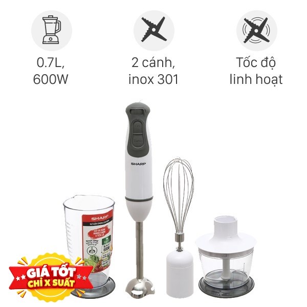 Máy xay cầm tay Sharp EM-H076SV-WH
