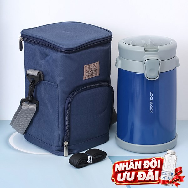 Hộp thức ăn giữ nhiệt Inox 720 ml - 420 ml - 420 ml Lock&Lock LHC8039BLU