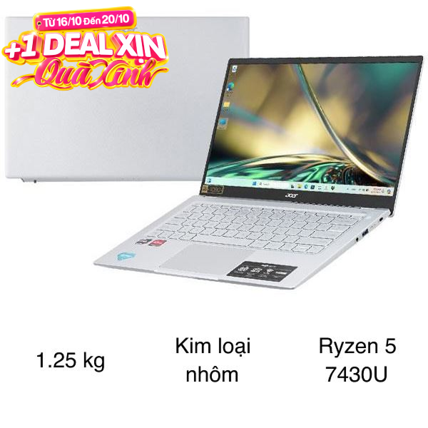 Laptop Acer Swift Go 14 41 R251 - NX.KG3SV.005 (R5 7430U, 16GB, 1TB, Full HD, Win11)