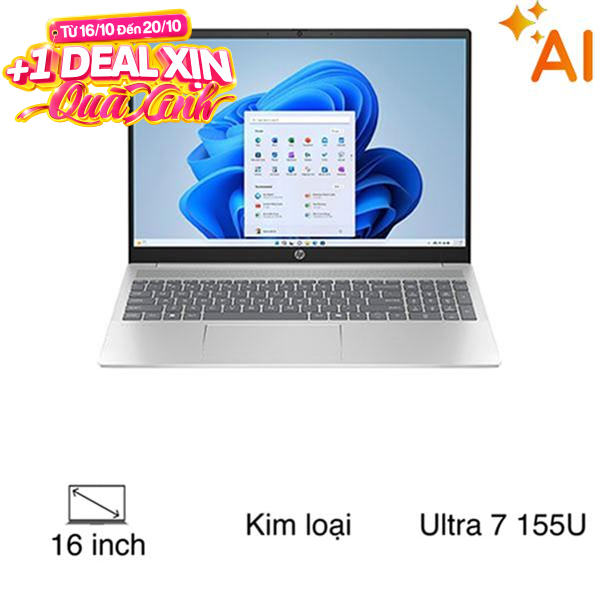 Laptop HP Pavilion 16 af0053TU - AY8C2PA (Ultra 7 155U, 16GB, 512GB, WUXGA, OfficeHS+365, Win11)