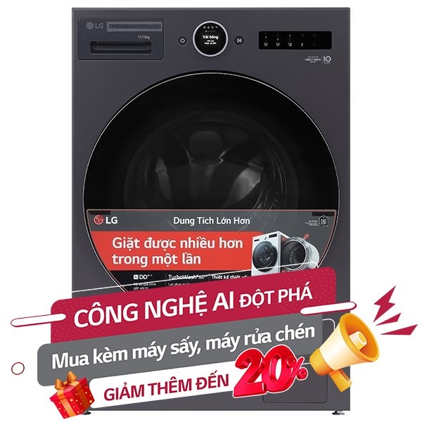 LG Inverter Giặt 17 Kg - Sấy 10 Kg F2517RNTG