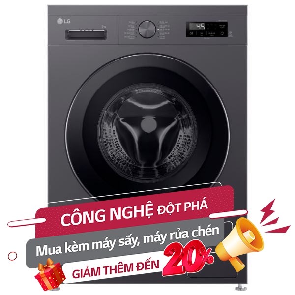 Máy giặt sấy LG Inverter giặt 9 kg - sấy 5 kg FB1209D5M