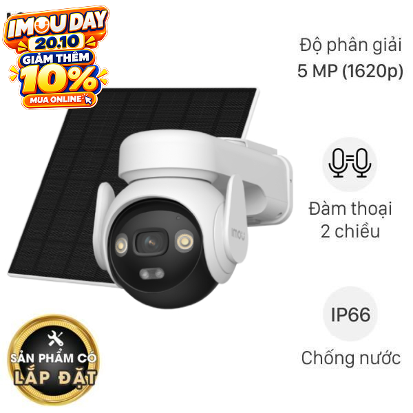 Camera IP Ngoài trời 360 Độ 5MP IMOU AOV PT Wifi 4G Năng Lượng Mặt Trời B7ED-5M0TEA