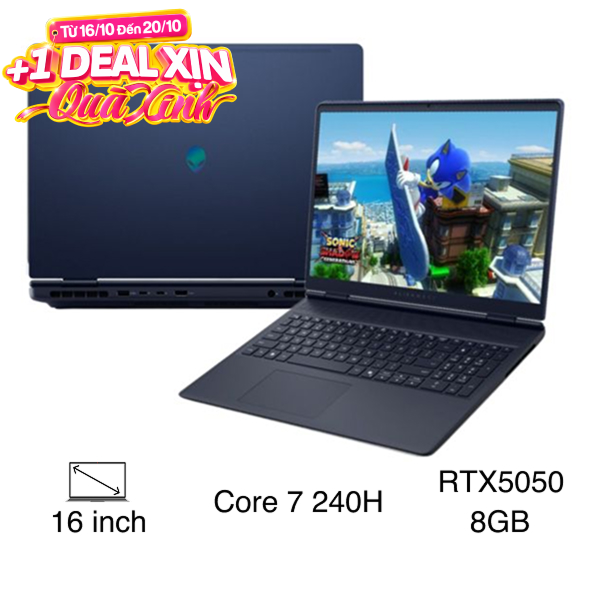 Laptop Dell Gaming Alienware 16 Aurora AC16250 - C7H161W11II5050 (Core 7 240H, 16GB, 1TB, RTX 5050 8GB, WQXGA 120Hz, OfficeH24+365, Win11)