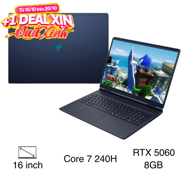 Laptop Dell Gaming Alienware 16 Aurora AC16250 - 71072937 (Core 7 240H, 16GB, 1TB, RTX 5060 8GB, WQXGA 120Hz, OfficeH24+365, Win11)