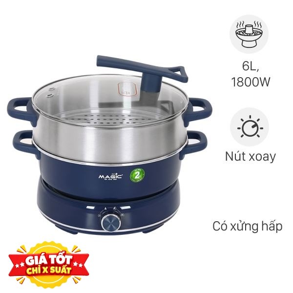 Nồi lẩu hấp đa năng Magic Eco AC-282 6 lít